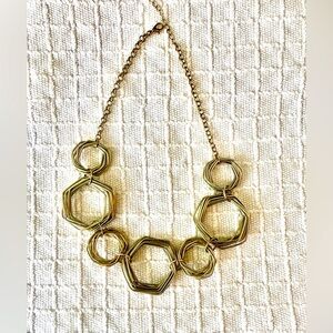 Wire Loops Geometric Gold Tone Necklace